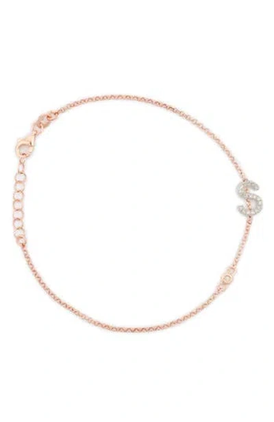 Meshmerise Diamond Initial Bezel Bracelet In Rose-s