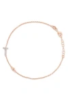 Meshmerise Diamond Initial Bezel Bracelet In Rose-t