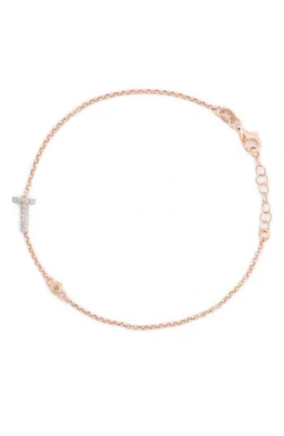 Meshmerise Diamond Initial Bezel Bracelet In Rose-t