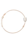 Meshmerise Diamond Initial Bezel Bracelet In Rose-u