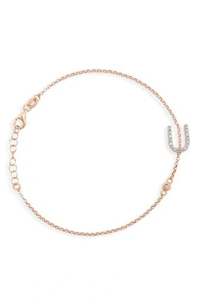 Meshmerise Diamond Initial Bezel Bracelet In Rose-u