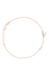 Meshmerise Diamond Initial Bezel Bracelet In Rose-v