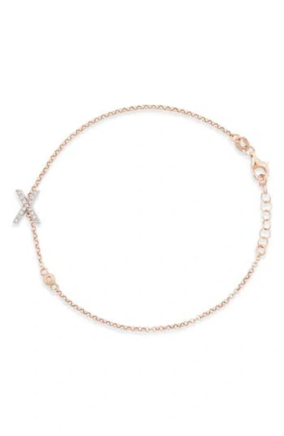 Meshmerise Diamond Initial Bezel Bracelet In Rose-x
