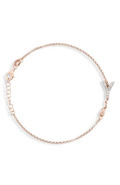 Meshmerise Diamond Initial Bezel Bracelet In Rose-y