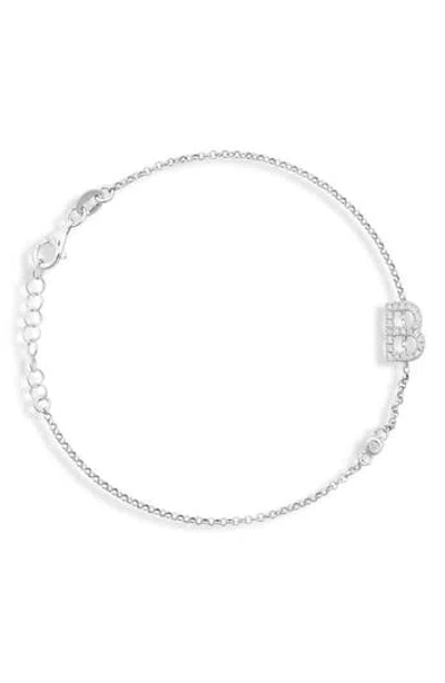 Meshmerise Diamond Initial Bezel Bracelet In White-b