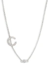 Meshmerise Diamond Initial Bezel Bracelet In White-c