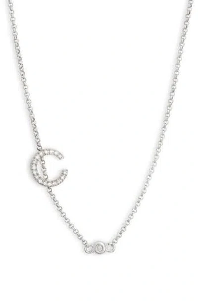 Meshmerise Diamond Initial Bezel Bracelet In White-c