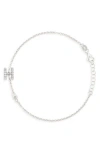 Meshmerise Diamond Initial Bezel Bracelet In White-h