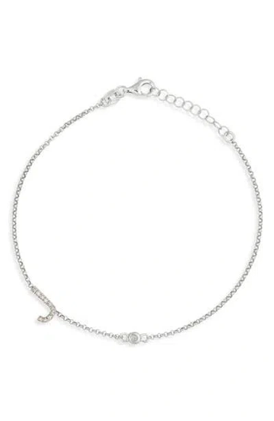 Meshmerise Diamond Initial Bezel Bracelet In White-j