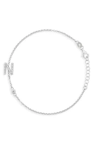 Meshmerise Diamond Initial Bezel Bracelet In White-n