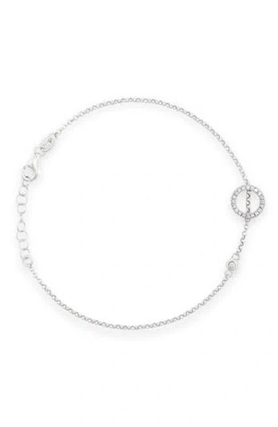 Meshmerise Diamond Initial Bezel Bracelet In White-o