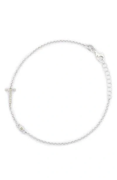 Meshmerise Diamond Initial Bezel Bracelet In White-t