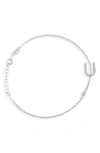 Meshmerise Diamond Initial Bezel Bracelet In White-u