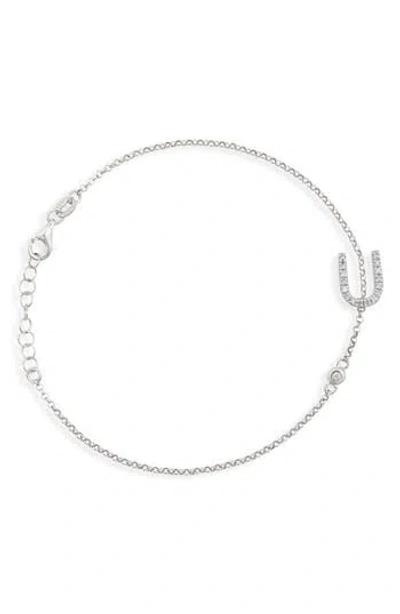 Meshmerise Diamond Initial Bezel Bracelet In White-u