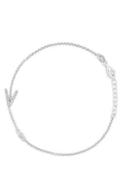 Meshmerise Diamond Initial Bezel Bracelet In White-v