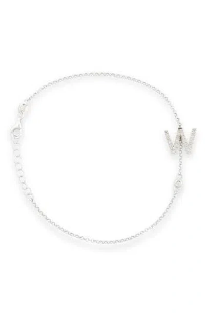 Meshmerise Diamond Initial Bezel Bracelet In White-w