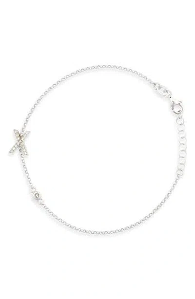 Meshmerise Diamond Initial Bezel Bracelet In White-x