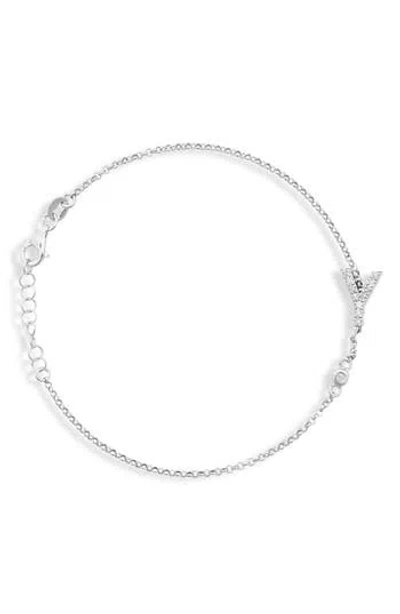 Meshmerise Diamond Initial Bezel Bracelet In White-y