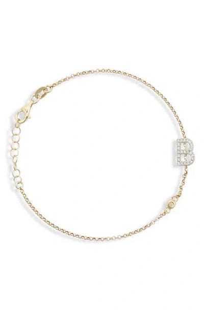 Meshmerise Diamond Initial Bezel Bracelet In Yellow-b