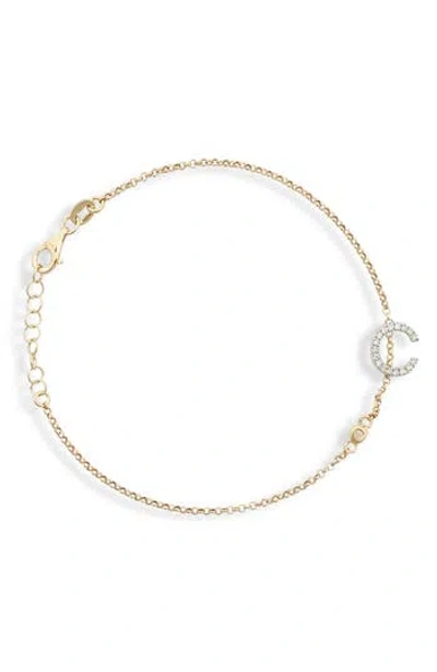 Meshmerise Diamond Initial Bezel Bracelet In Gold