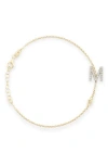 Meshmerise Diamond Initial Bezel Bracelet In Yellow-m