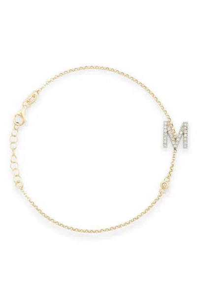 Meshmerise Diamond Initial Bezel Bracelet In Yellow-m
