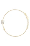 Meshmerise Diamond Initial Bezel Bracelet In Yellow-n