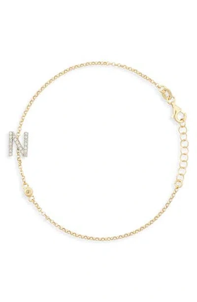 Meshmerise Diamond Initial Bezel Bracelet In Yellow-n