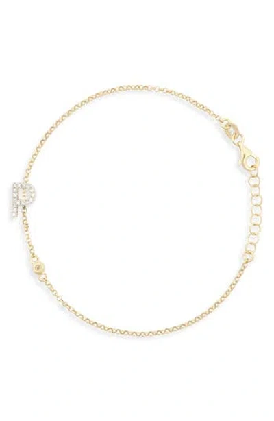 Meshmerise Diamond Initial Bezel Bracelet In Yellow-p