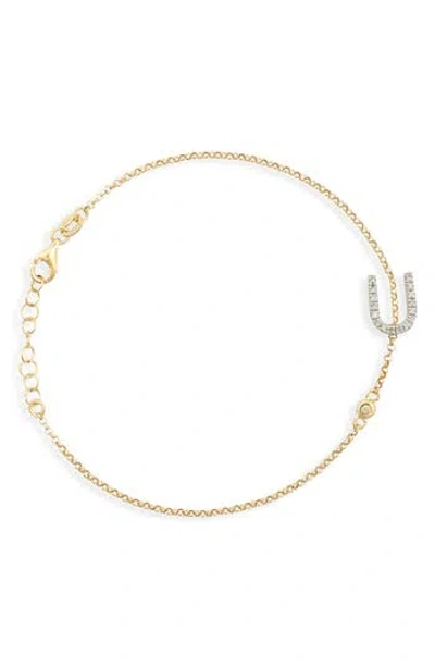 Meshmerise Diamond Initial Bezel Bracelet In Gold