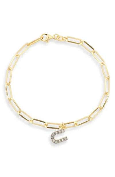 Meshmerise Diamond Initial Charm Bracelet In Gold