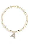 Meshmerise Diamond Initial Charm Bracelet In Yellow-a