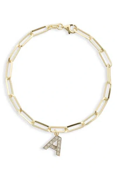 Meshmerise Diamond Initial Charm Bracelet In Yellow-a