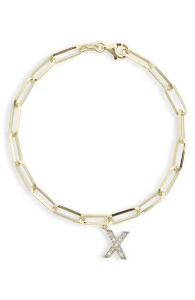 Meshmerise Diamond Initial Charm Bracelet In Yellow-c