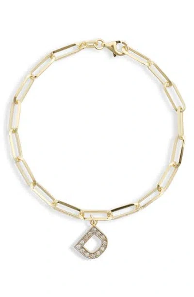 Meshmerise Diamond Initial Charm Bracelet In Gold