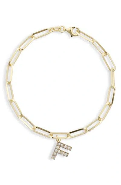 Meshmerise Diamond Initial Charm Bracelet In Gold