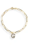 Meshmerise Diamond Initial Charm Bracelet In Yellow-g