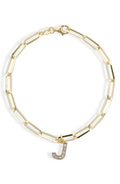 Meshmerise Diamond Initial Charm Bracelet In Yellow-j