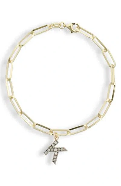 Meshmerise Diamond Initial Charm Bracelet In Yellow-k