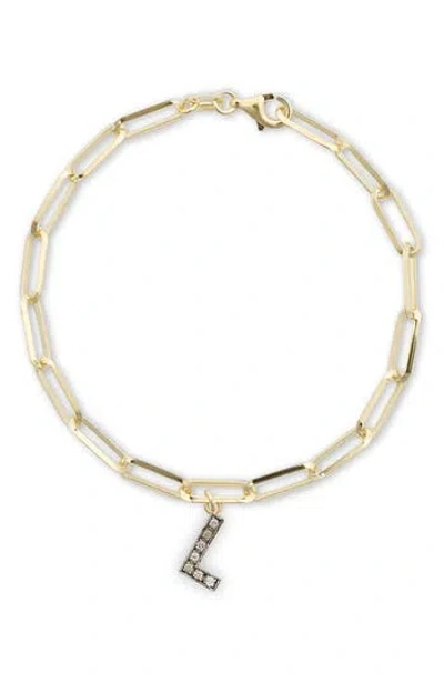 Meshmerise Diamond Initial Charm Bracelet In Yellow-l