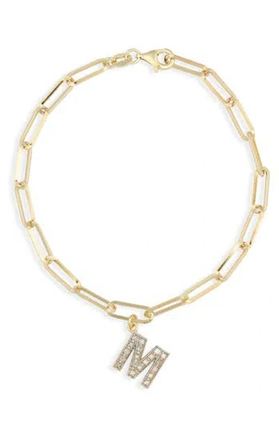 Meshmerise Diamond Initial Charm Bracelet In Yellow-m