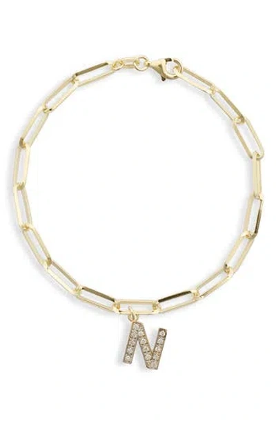 Meshmerise Diamond Initial Charm Bracelet In Yellow-n