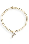 Meshmerise Diamond Initial Charm Bracelet In Yellow-t