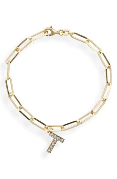 Meshmerise Diamond Initial Charm Bracelet In Yellow-t