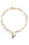 Meshmerise Diamond Initial Charm Bracelet In Yellow-v