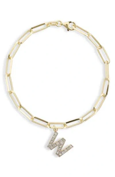 Meshmerise Diamond Initial Charm Bracelet In Yellow-w