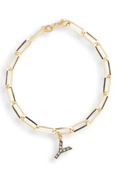 Meshmerise Diamond Initial Charm Bracelet In Yellow-y