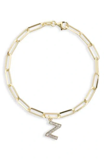 Meshmerise Diamond Initial Charm Bracelet In Yellow-z