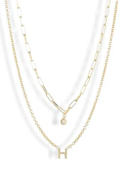 Meshmerise Diamond Initial Charm Necklace In Gold