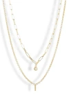 Meshmerise Diamond Initial Charm Necklace In Gold